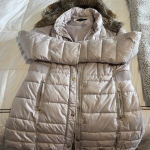 Women's Quilted Jacket with Faux Fur Hood